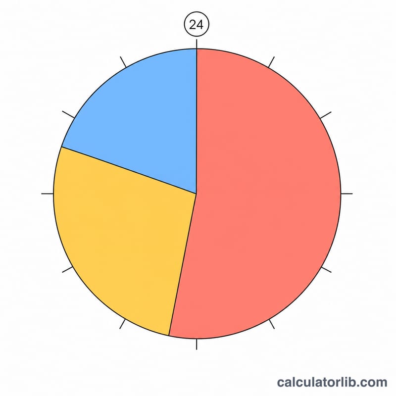 Pie chart of a 24-hour day split into screen time, other waking hours, and sleep
