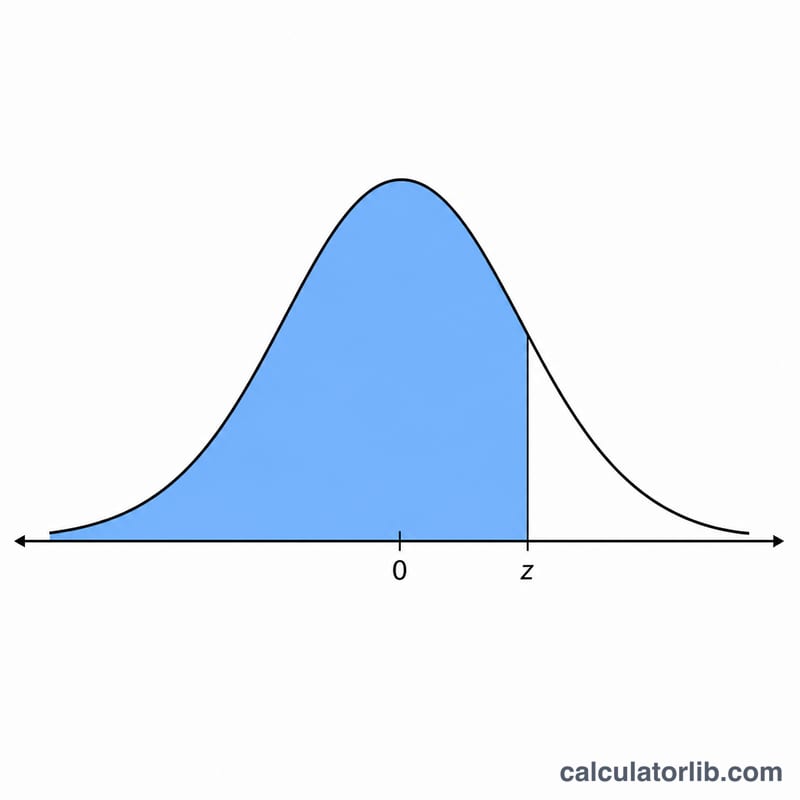 Bell curve with shaded area left of z representing the cumulative probability