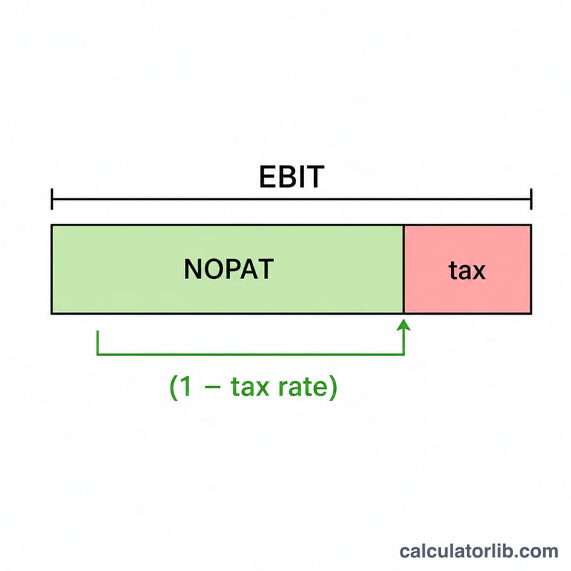 رسم بياني شريطي يوضح انخفاض EBIT بفعل الضريبة للوصول إلى NOPAT