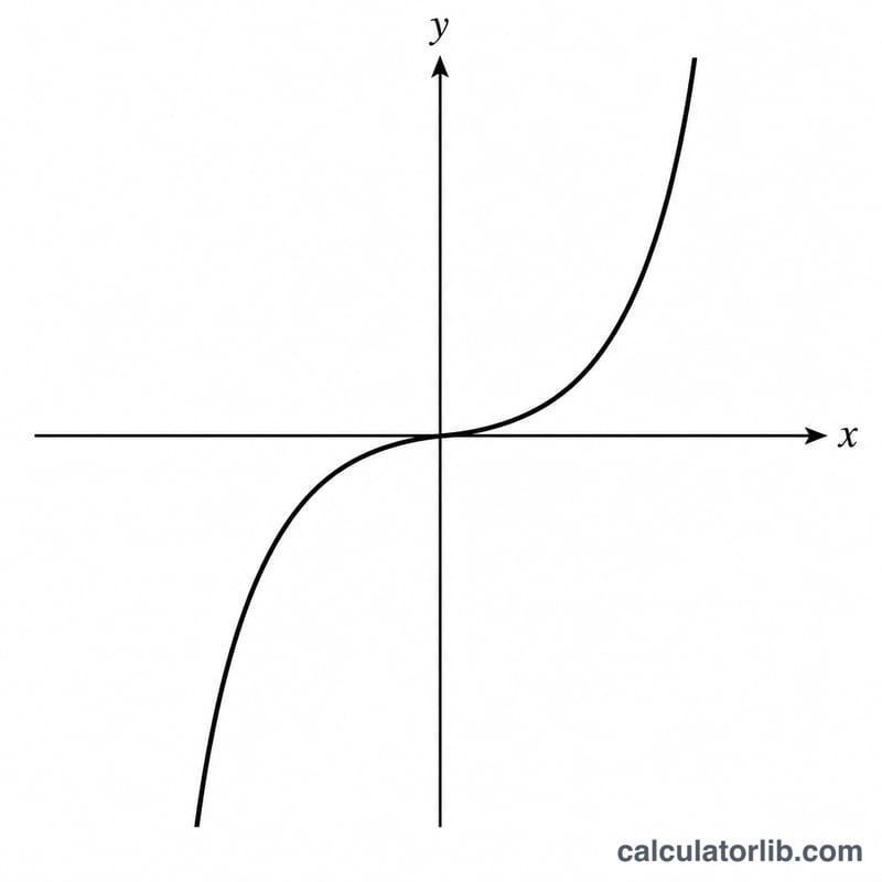 Graph of the hyperbolic sine function showing an S-shaped odd curve through the origin