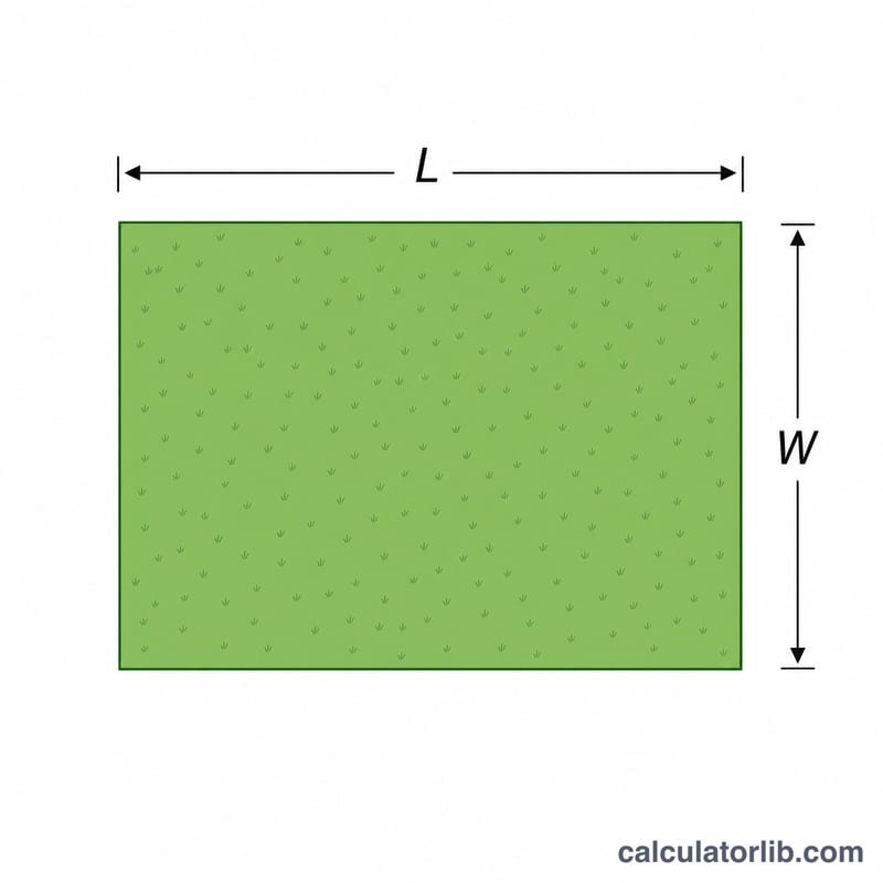 Rectangular lawn with length and width dimensions