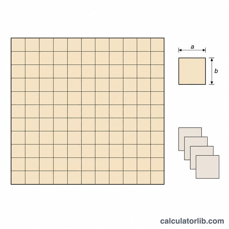 Room floor area divided by tile size with extra waste tiles