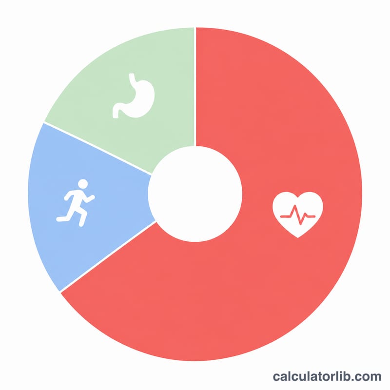 Pie chart showing components of total daily energy expenditure with basal metabolic rate as the largest slice