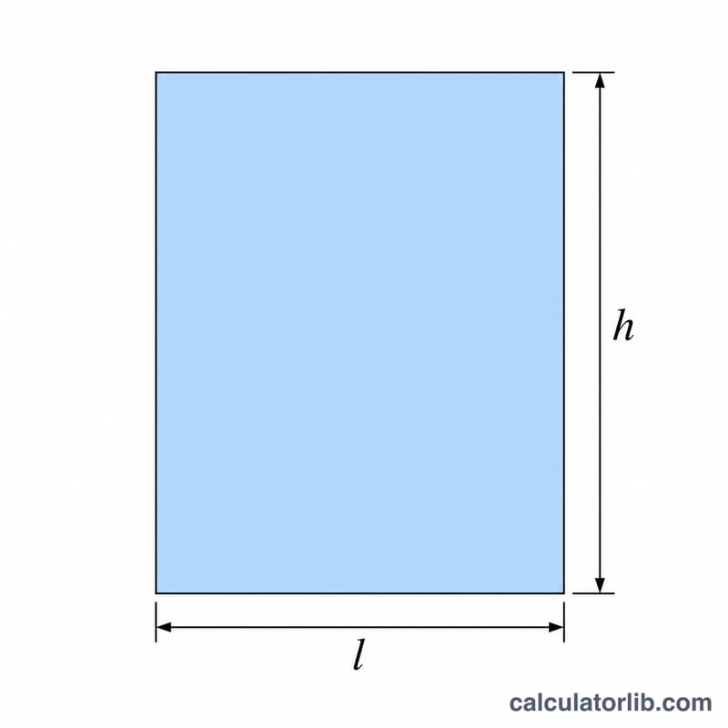 Rectangular wall with length and height labeled, area shaded