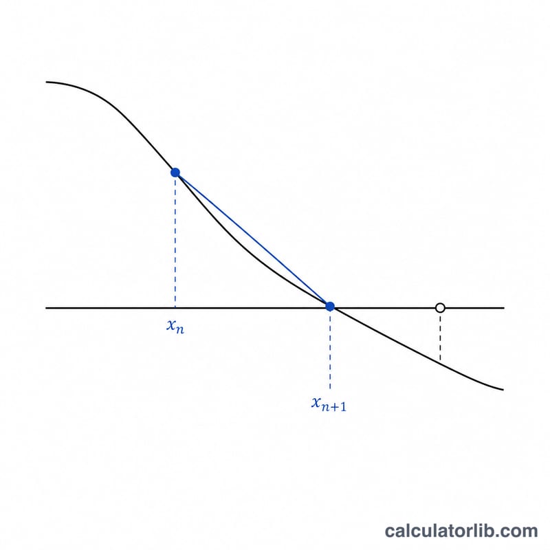 Tangent line at a point on a curve crossing the x-axis closer to the root