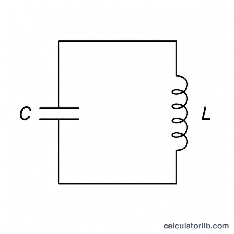 Schematic of an inductor and capacitor connected in a parallel LC resonant circuit