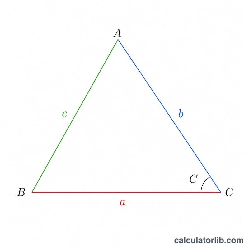 Triangle with sides a, b, c and included angle C at the opposite vertex