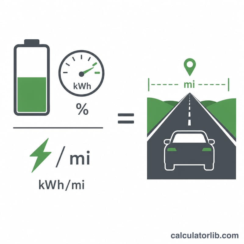 Diagrama que muestra la energía útil de la batería dividida entre el consumo por milla igual a la autonomía