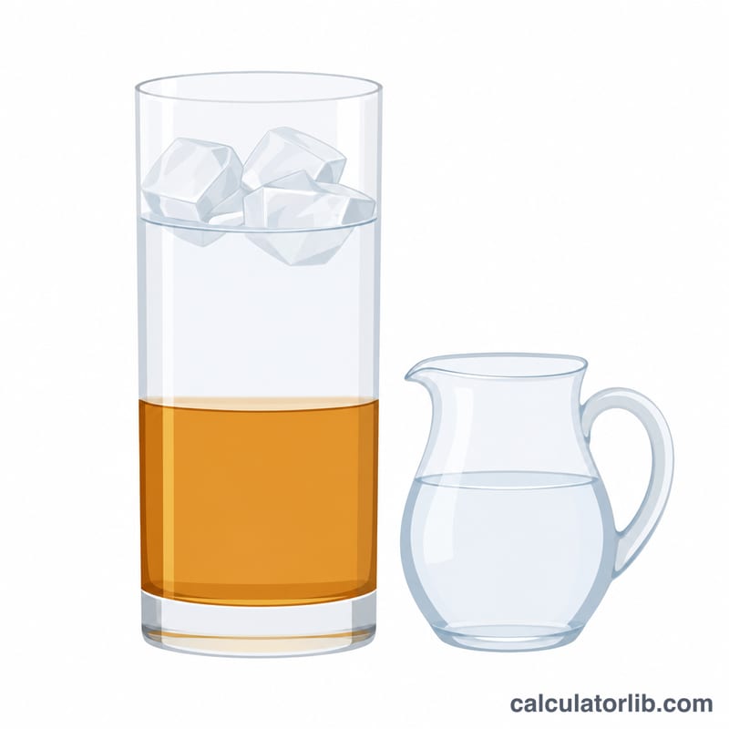 Glass with whisky and water layers next to a small water pitcher