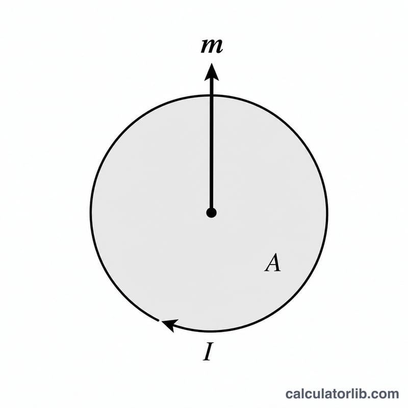 Current loop with magnetic dipole moment vector perpendicular to the loop plane