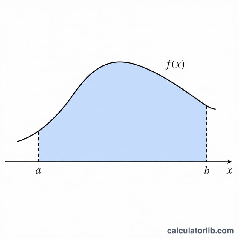 x=a から x=b までの曲線 f(x) の下の符号付き面積を塗りつぶした図