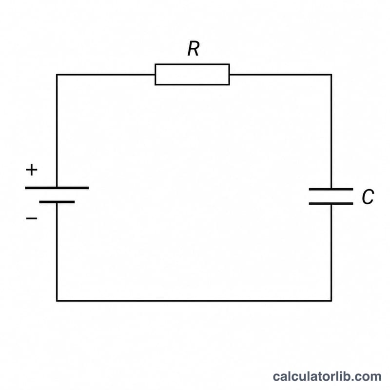 Simple RC circuit with a resistor and capacitor in series connected to a voltage source