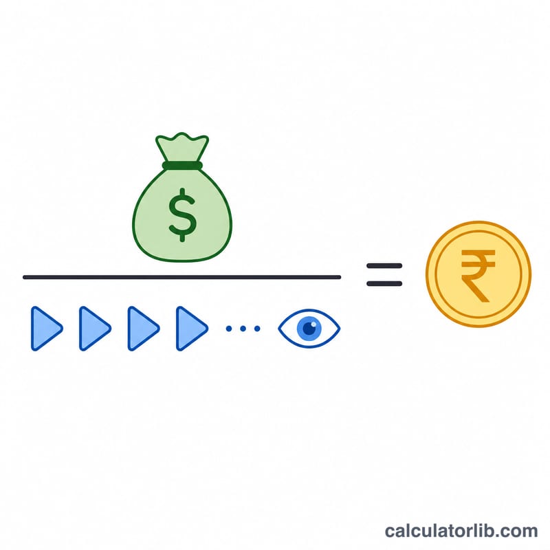 Diagram showing total ad spend divided by total views equals cost per view