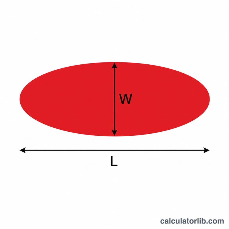 Elliptical bloodstain on a flat surface with its width and length marked