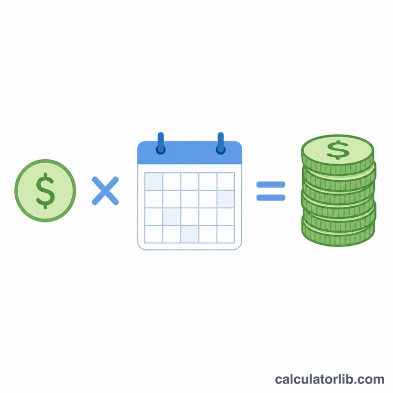 Diagram showing day rate multiplied by working days equals annual salary