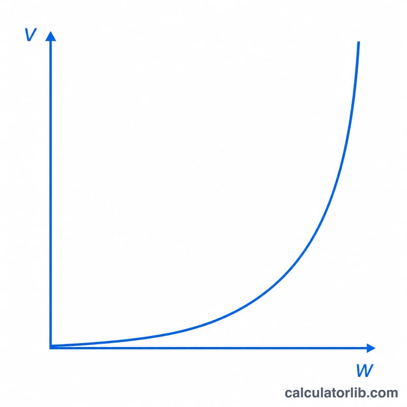 Steeply rising curve of velocity versus warp factor