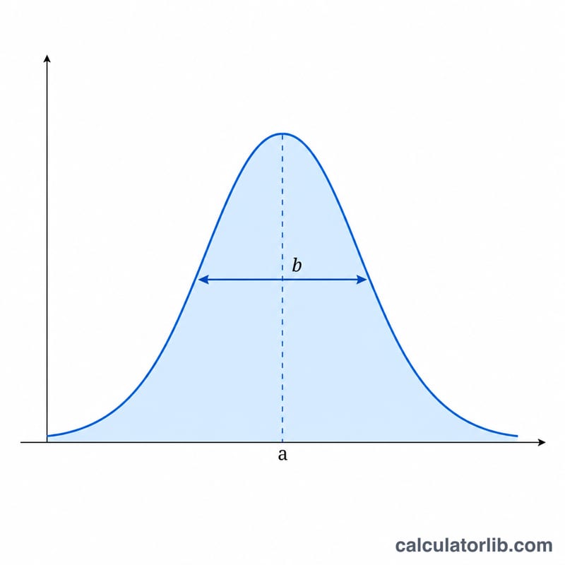 Bell-shaped logistic probability density curve symmetric about location a
