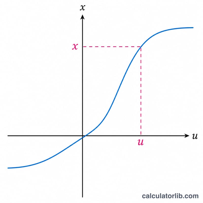 Diagram showing the inverse relationship between sn and arcsn on a curve