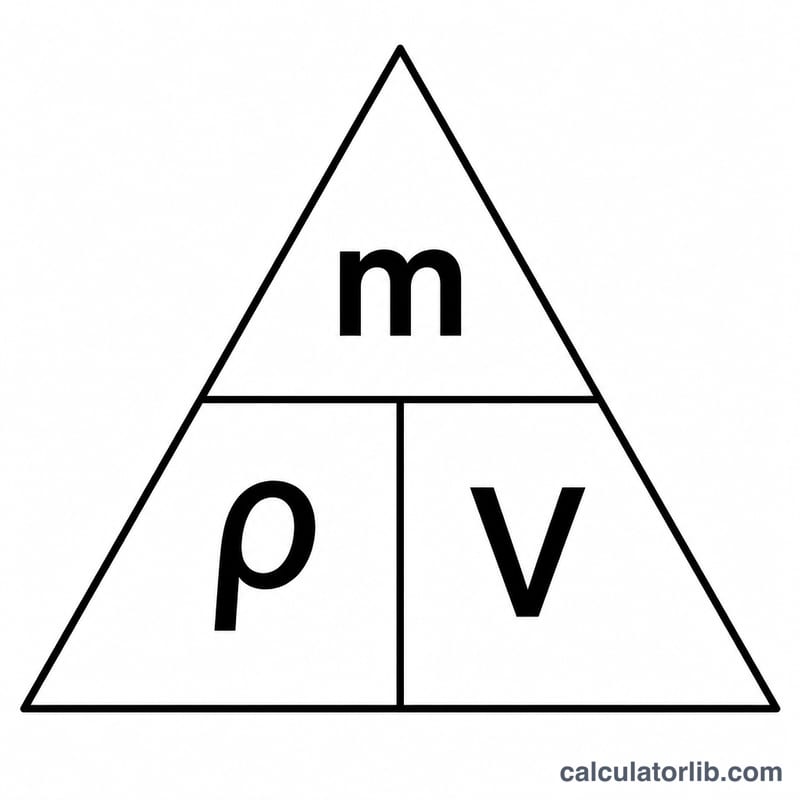 Triangle showing relationship between mass on top, density and volume on the bottom