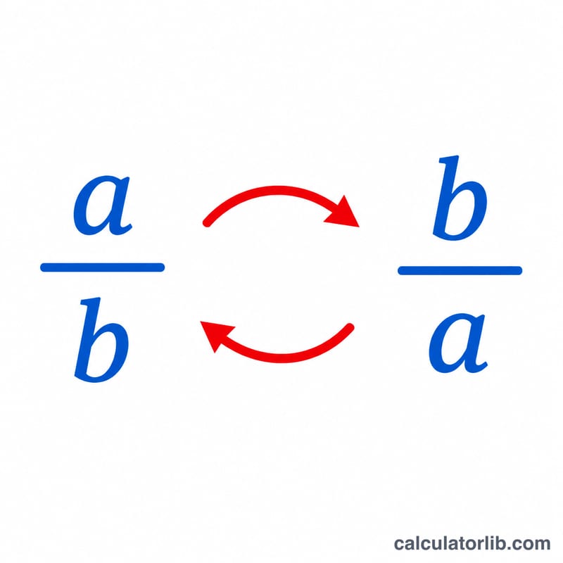 分数 a/b が b/a に反転する様子を示す図