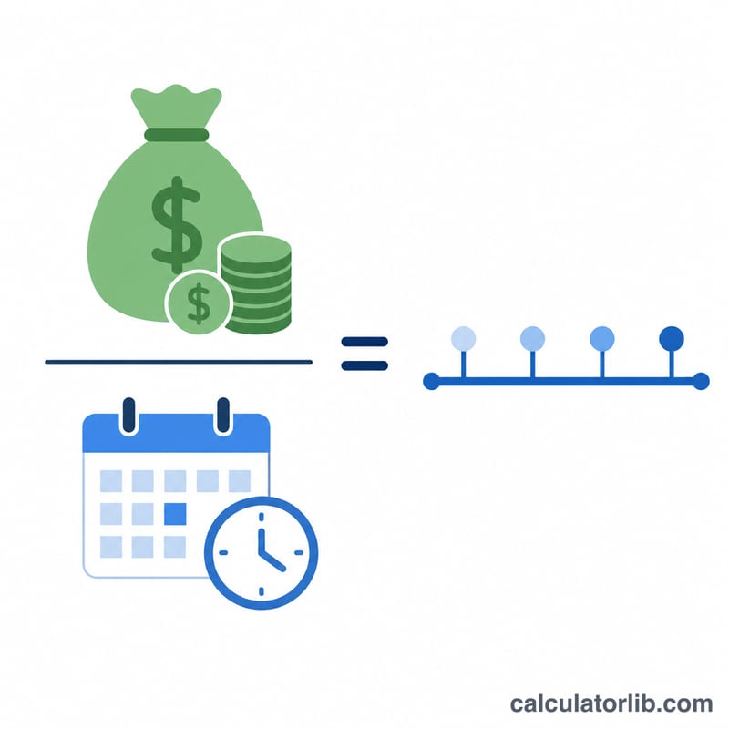 Diagram showing savings divided by monthly spending equals a runway timeline
