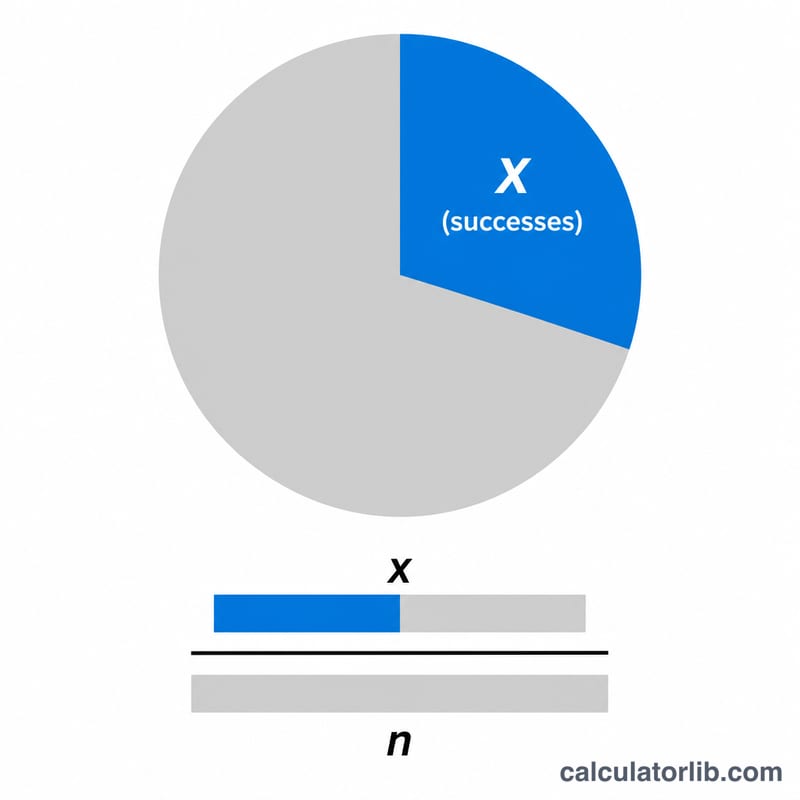 Sample proportion shown as successes x over total sample size n
