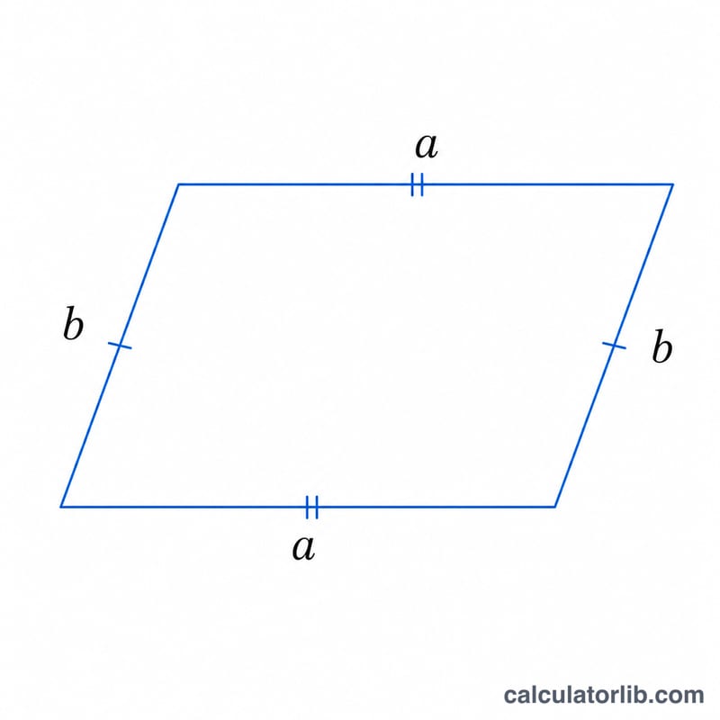 Parallelogram with sides labeled a and b