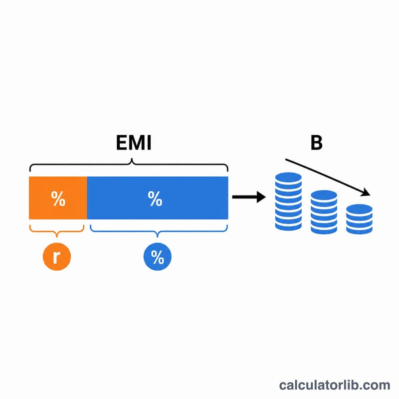 Single loan payment bar split into an interest portion and a principal portion