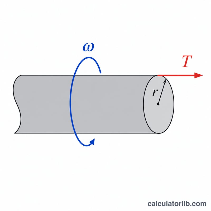 Motor shaft showing torque T and angular velocity omega