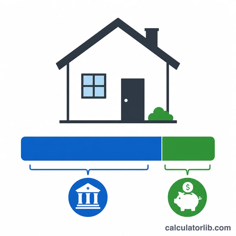 House with a bar split into loan portion and equity portion