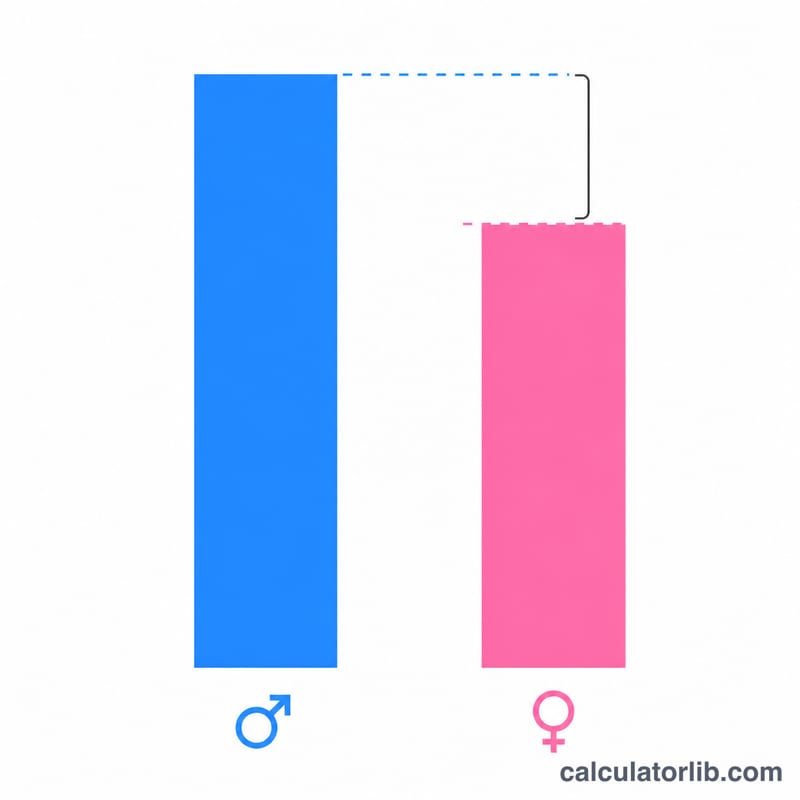 Bar chart showing higher male average pay and lower female average pay with the gap highlighted