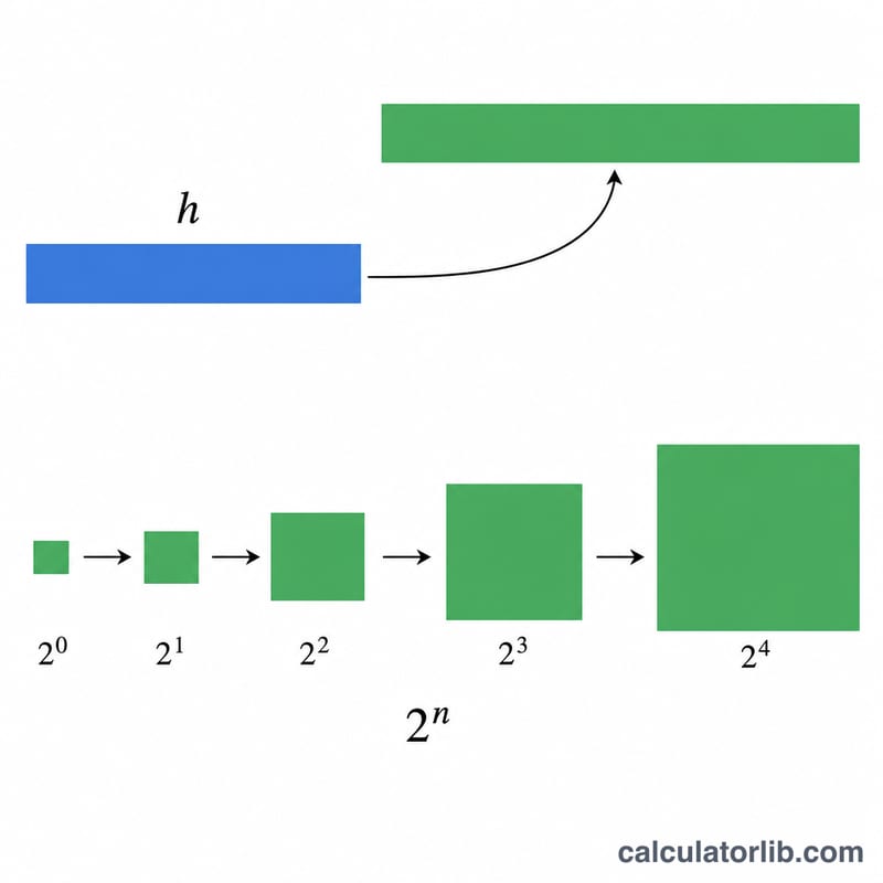 Diagram showing a host count rounded up to the next power of two to determine subnet block size and prefix length