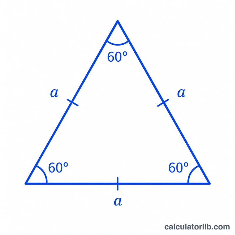 Equilateral triangle with three equal sides and three equal angles