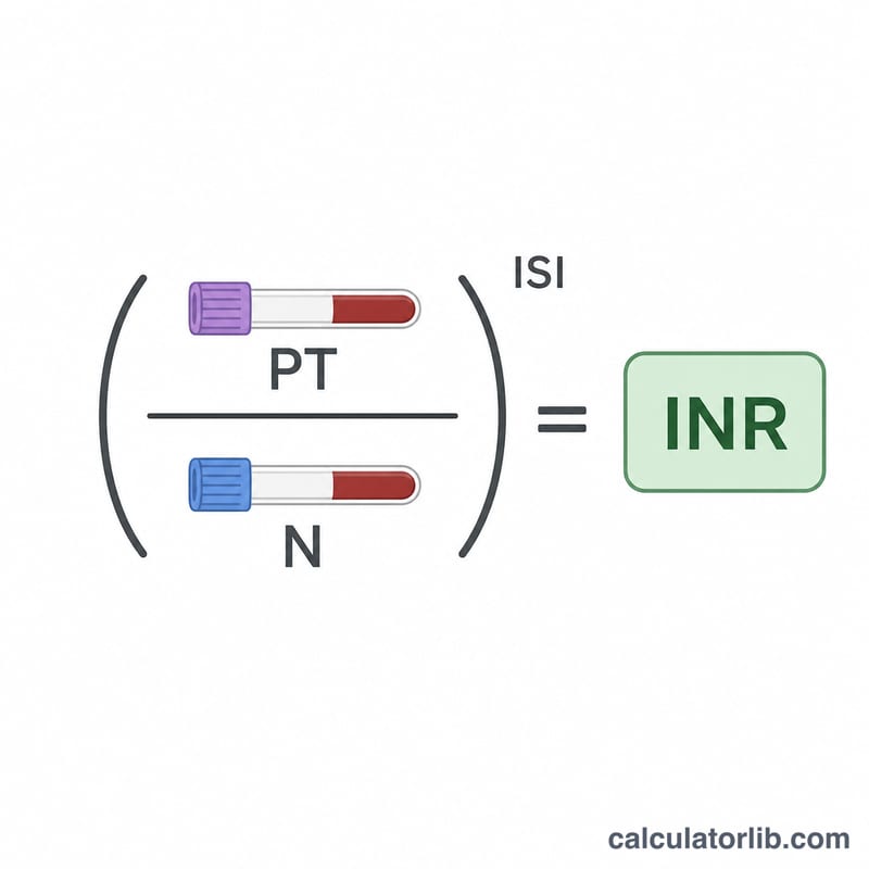 Diagram of the INR formula as patient PT over mean normal PT raised to the ISI power