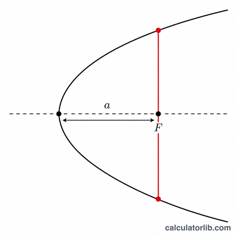 Parabola with latus rectum chord through the focus perpendicular to the axis