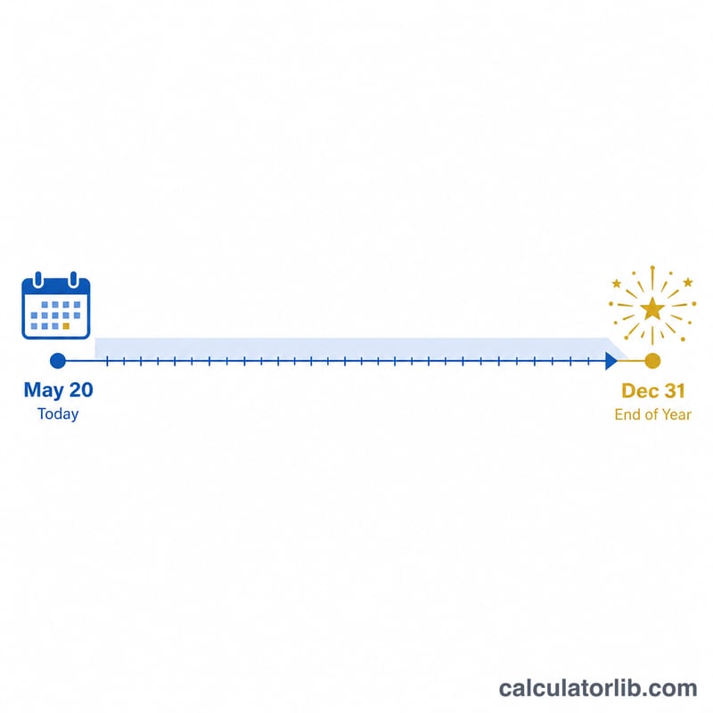 Timeline showing the gap in days from a starting date to December 31