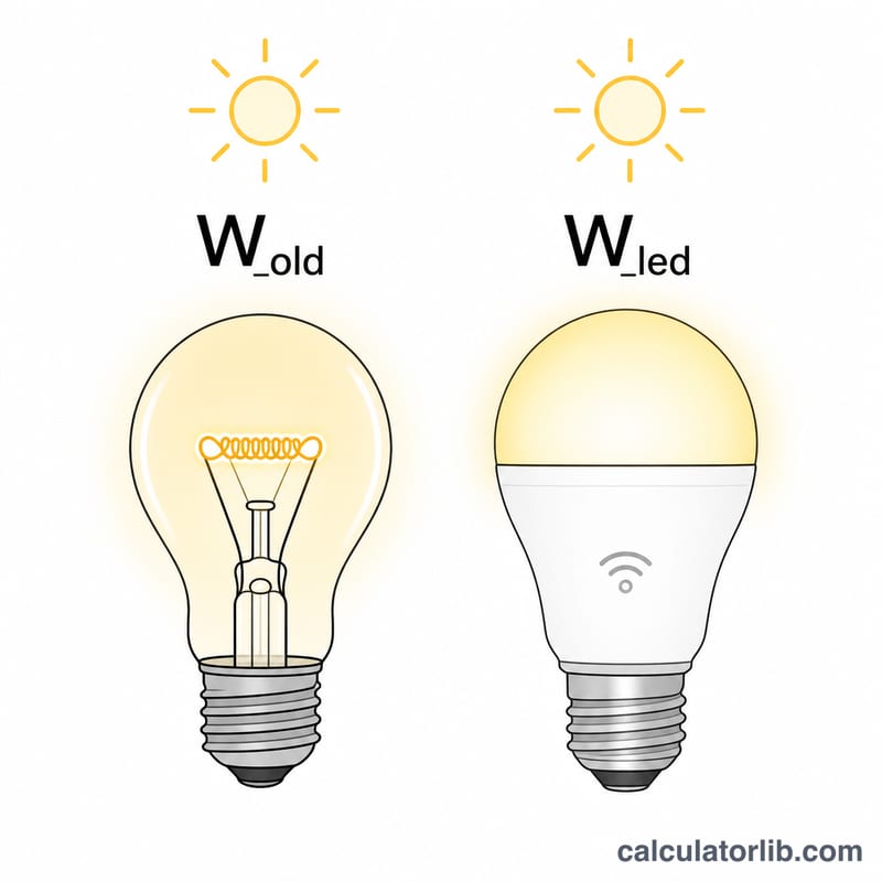 Old incandescent bulb compared with an efficient LED bulb