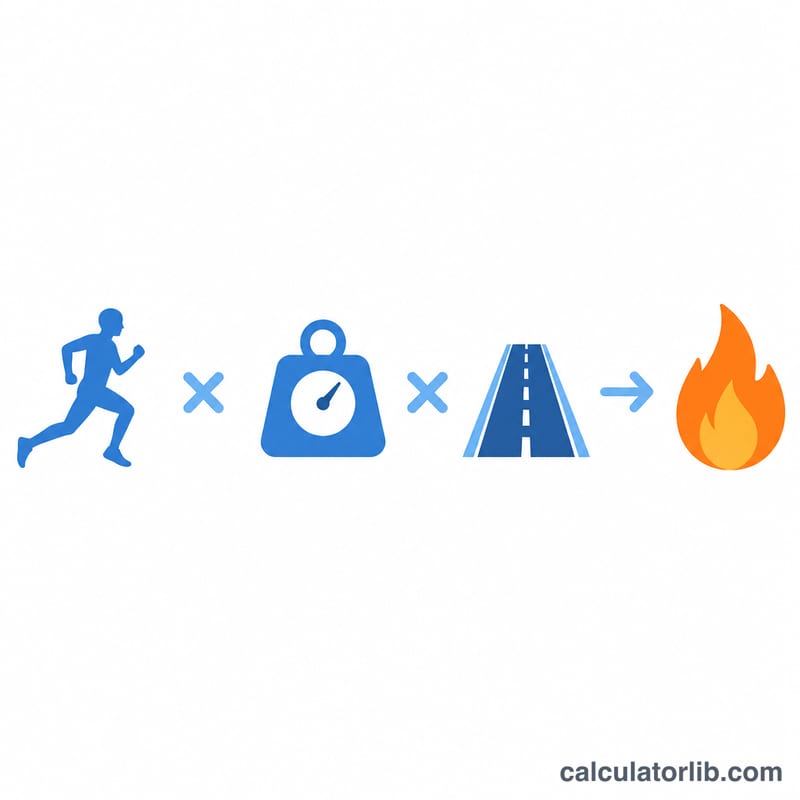 Diagram relating body weight and running distance to calories burned