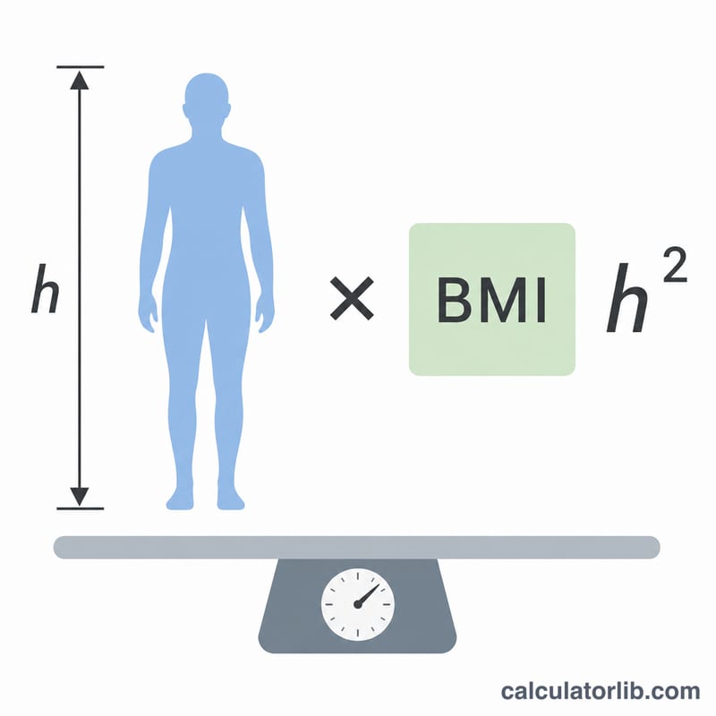 Diagram showing goal weight equals BMI times height squared