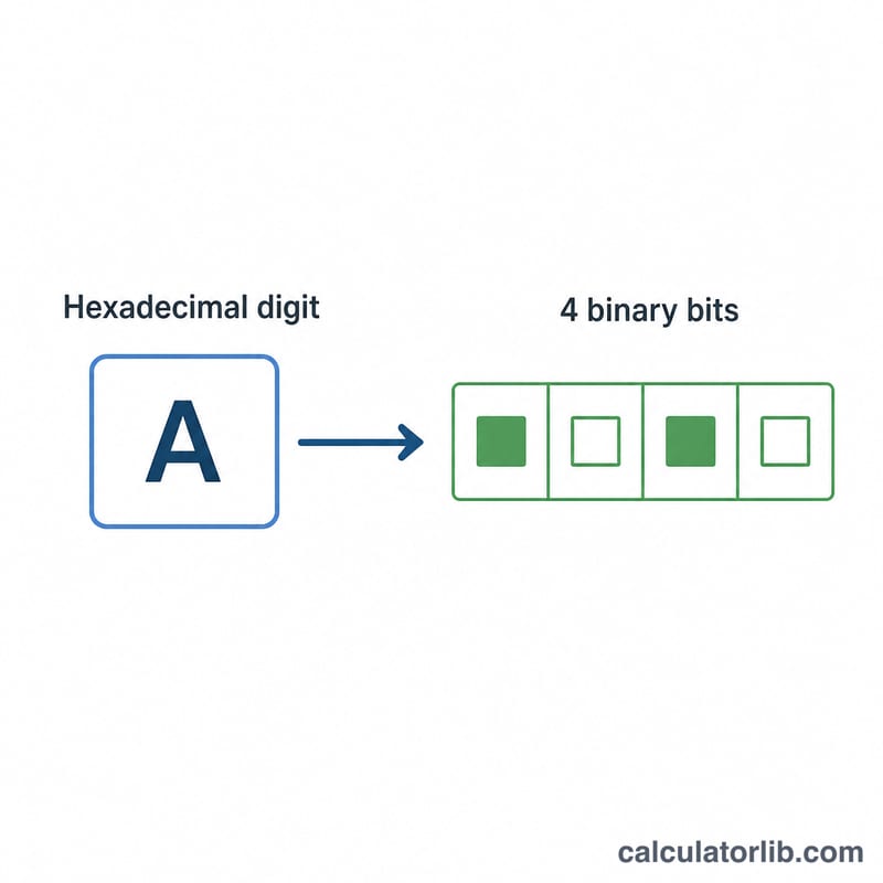 One hex digit mapping to a 4-bit nibble