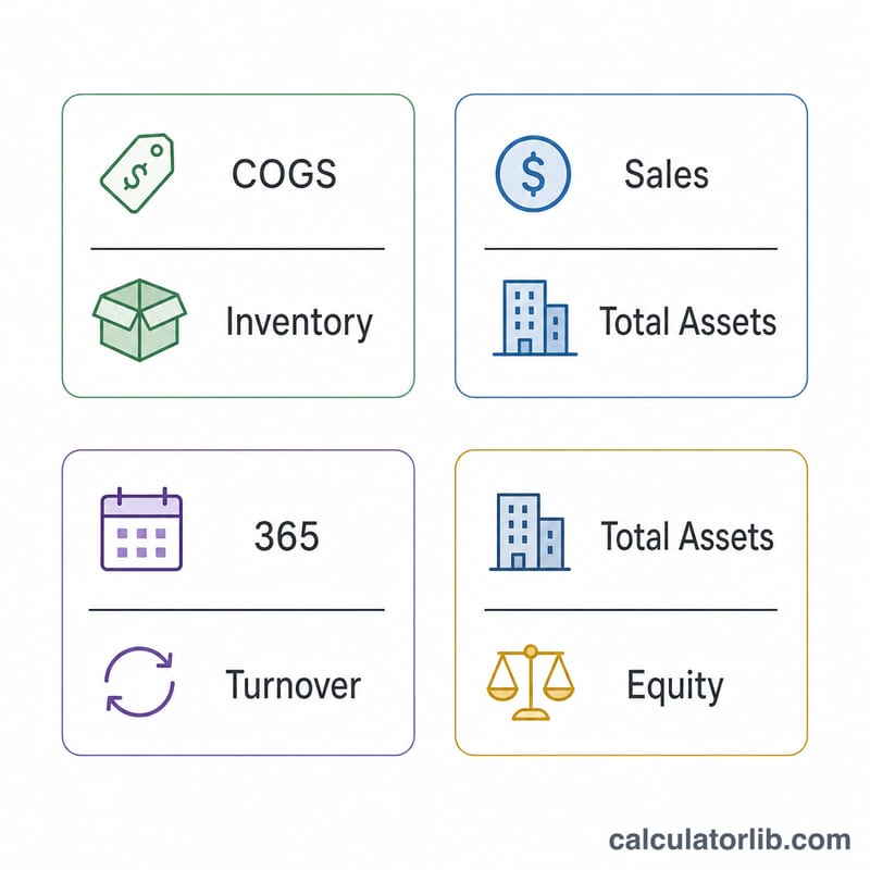 Four activity ratio formulas shown as fraction cards in a grid