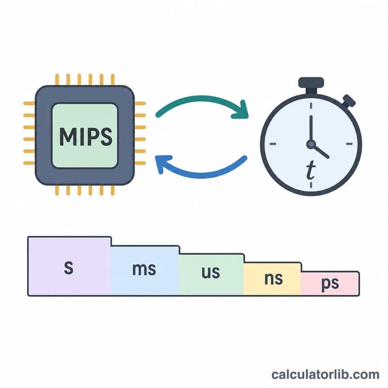 Diagram linking a CPU's MIPS rating to the average execution time per instruction