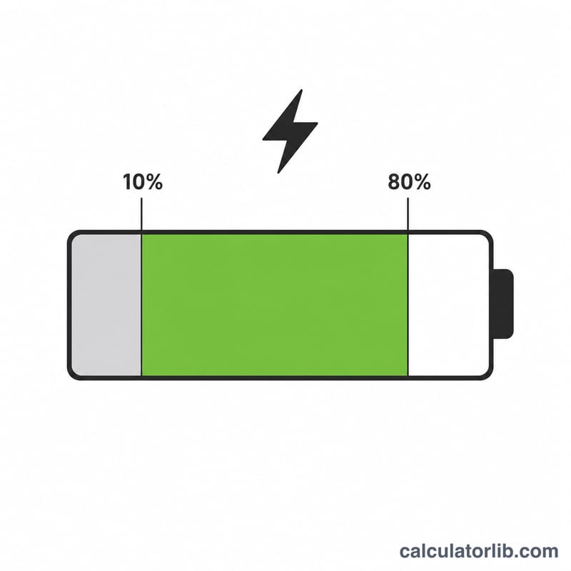 Battery charging from 10 percent to 80 percent with formula variables