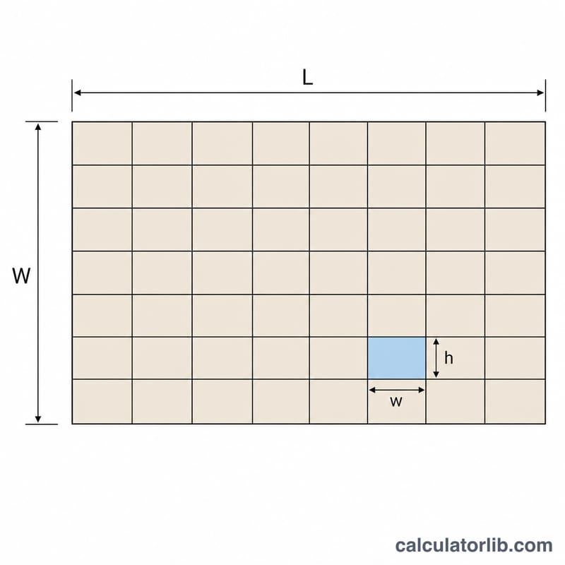 Rectangular patio area covered by a grid of smaller rectangular pavers