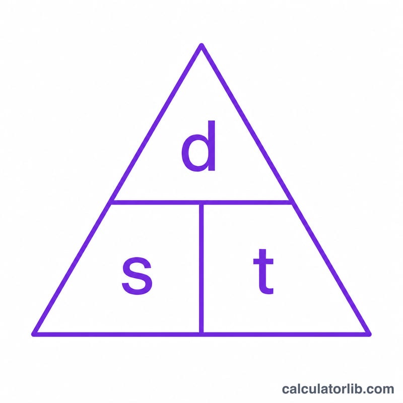 Triangle showing distance over speed times time relationship