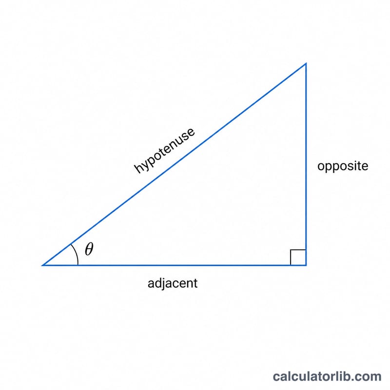 Right triangle showing angle theta with labeled opposite and adjacent sides