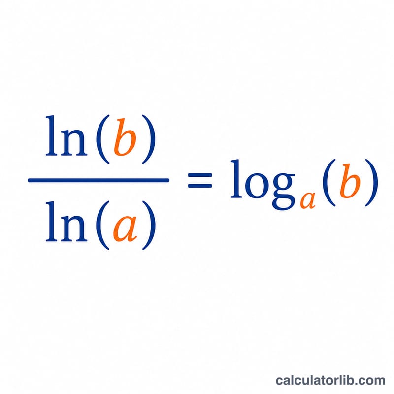 Diagram of the change-of-base formula as a fraction of natural logarithms