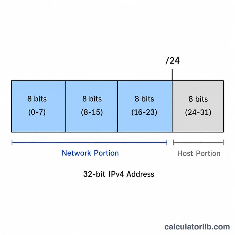 通过 CIDR 前缀划分为网络部分和主机部分的 IPv4 地址