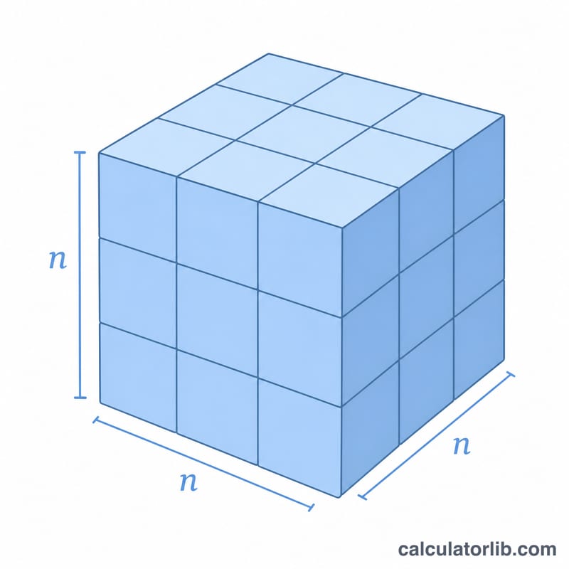 A 3D cube built from small unit cubes arranged 3 by 3 by 3