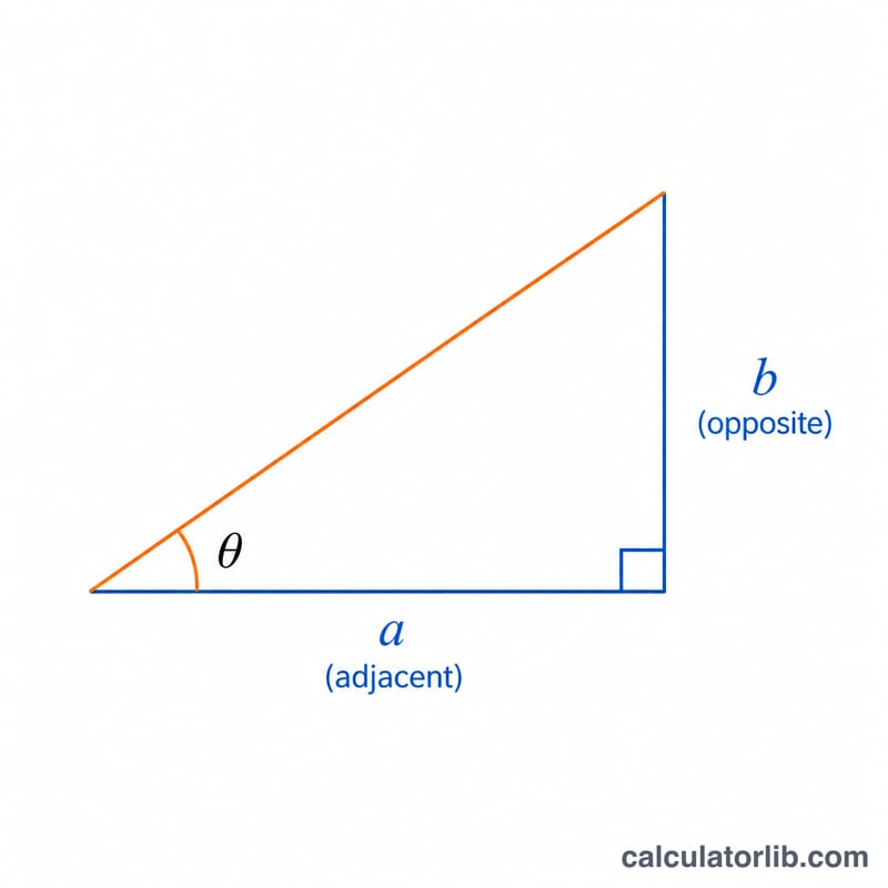 Right triangle showing adjacent and opposite sides relative to angle theta